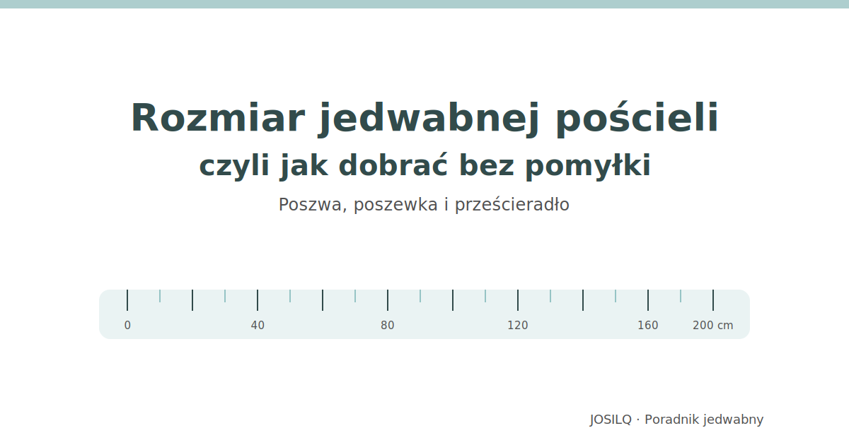 Rozmiar jedwabnej pościeli, czyli jak dobrać poszwę, poszewkę i prześcieradło bez pomyłki - grafika tytułowa z miarką krawiecką